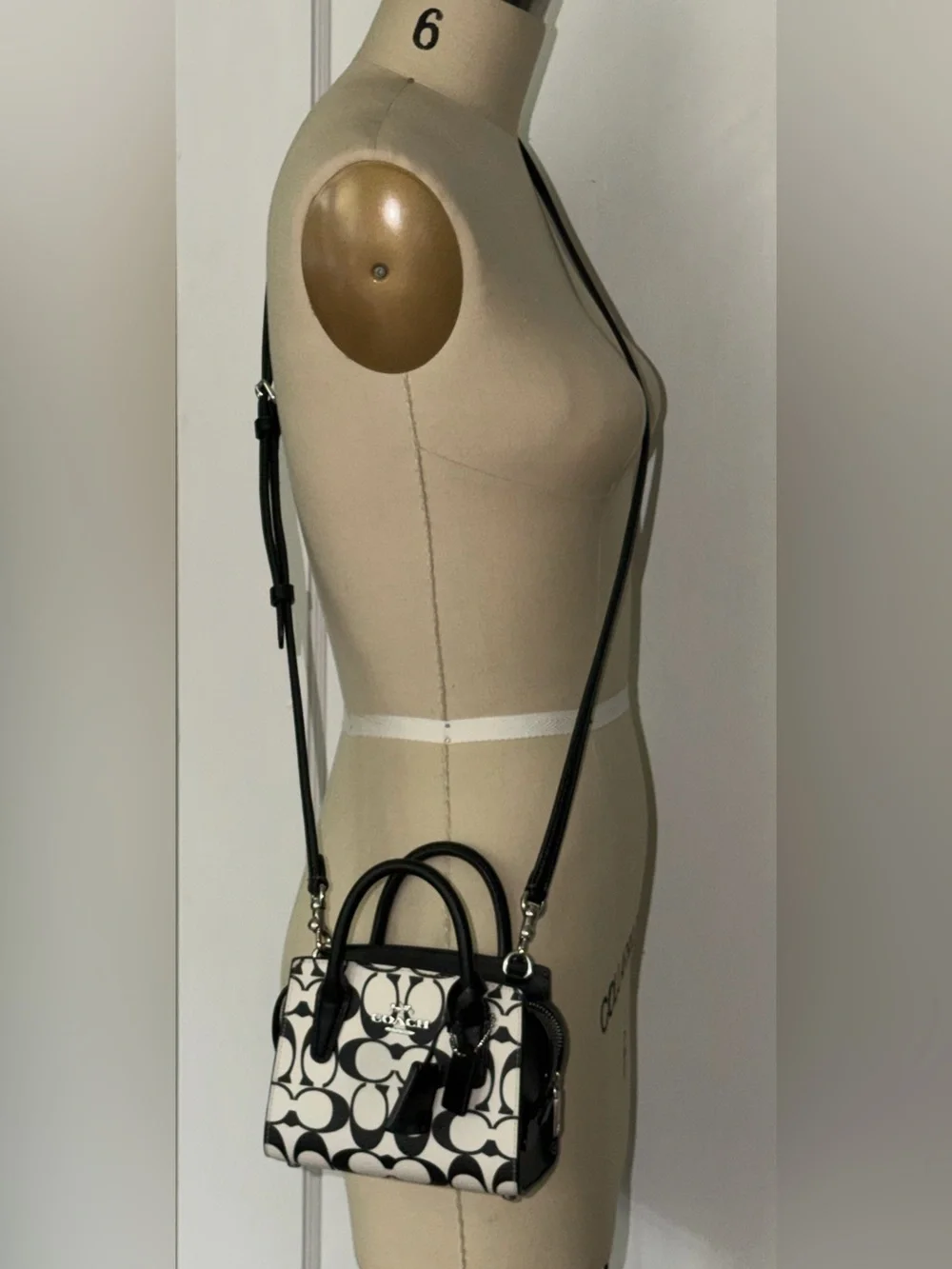 Coach Black & White Andrea Signature Canvas Mini Carryall
